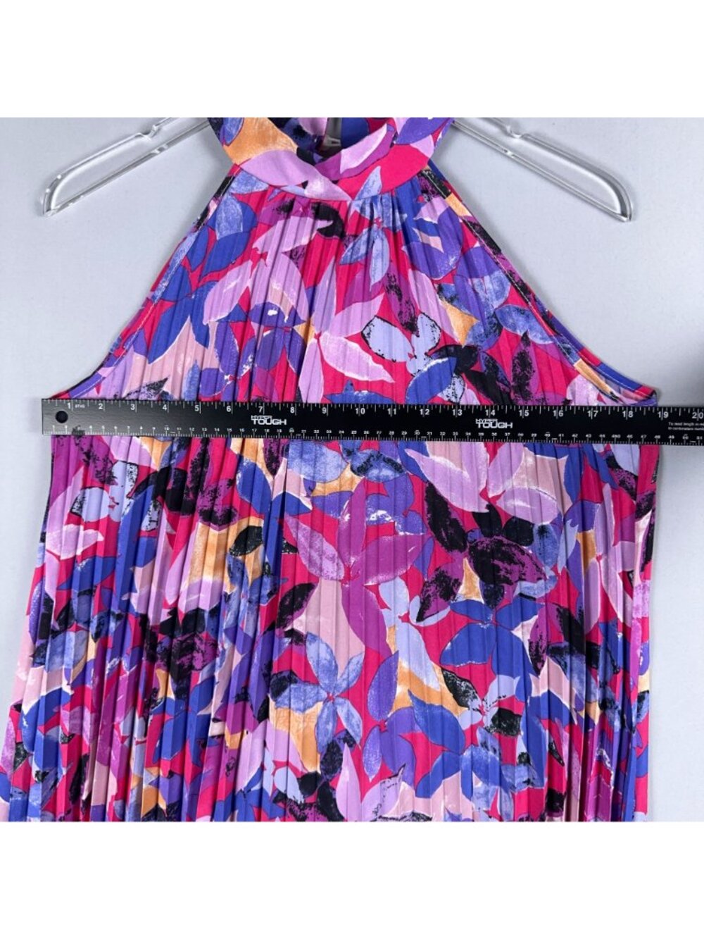 Shein Dress Size Small Sleeveless Floral Pleated Halter Neck Midi Multicolor - Picture 6 of 7